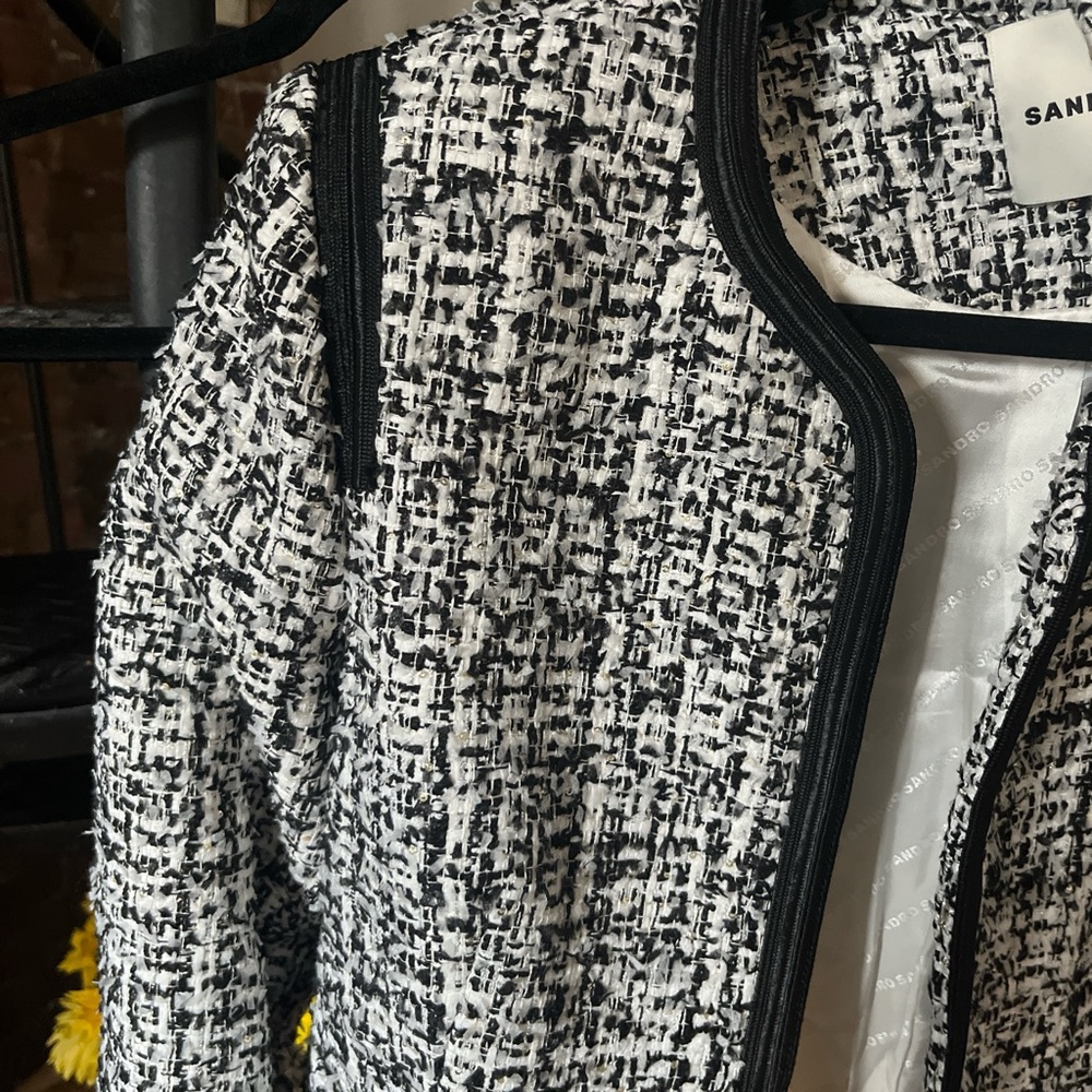 Sandro Black and White Tweed Jacket